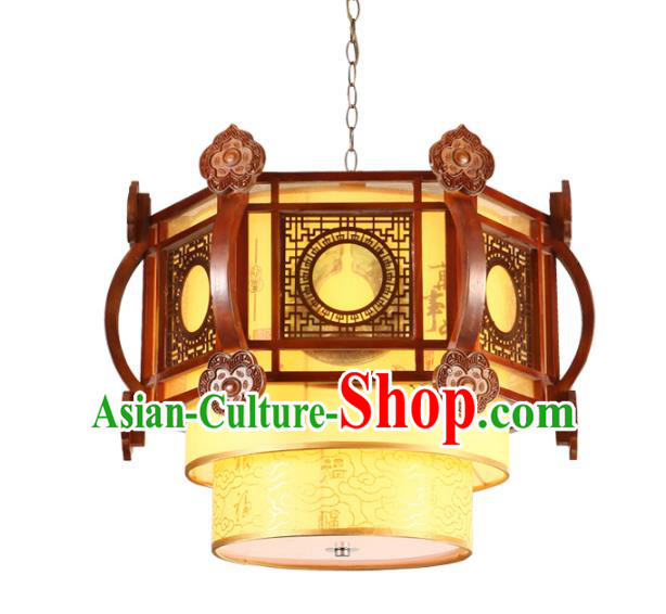 Traditional Chinese Parchment Hanging Palace Lanterns Handmade Wood Lantern Ancient Ceiling Lamp