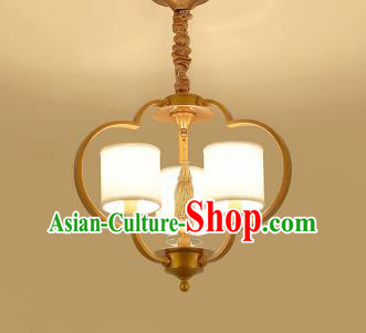 Traditional Chinese Gold-framed Ceiling Palace Lanterns Handmade Three-Lights Lantern Ancient Lamp