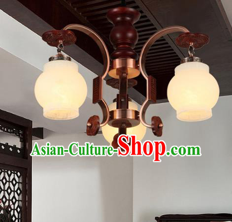 Traditional Chinese Palace Lanterns Handmade Three-Lights Lantern Ancient Ceiling Lamp
