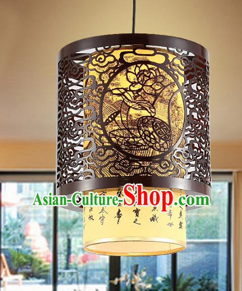 Traditional Chinese Lotus Ceiling Palace Lanterns Handmade Wood Hanging Lantern Ancient Lamp
