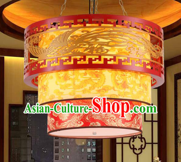 Traditional Chinese Wood Carving Phoenix Ceiling Palace Lanterns Handmade Hanging Lantern Ancient Lamp