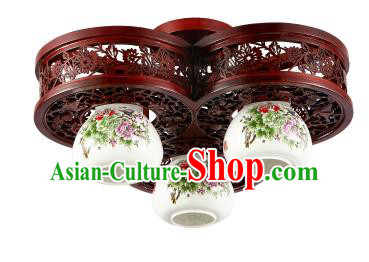 Traditional Chinese Porcelain Ceiling Palace Lanterns Handmade Three-pieces Lantern Ancient Lamp