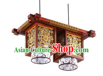 Traditional Chinese Wood Carving Hanging Ceiling Palace Lanterns Handmade Two-pieces Lantern Ancient Lamp