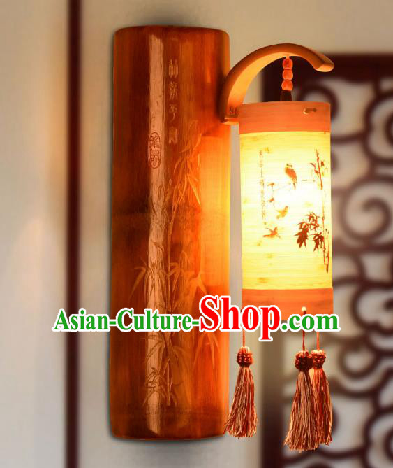 Traditional China Lanterns Handmade Carving Bamboo Lantern Ancient Wall Lamp