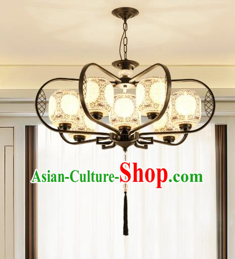 Traditional Chinese Hanging Ceiling Lanterns Ancient Handmade Eight-Lights Lantern Ancient Lamp