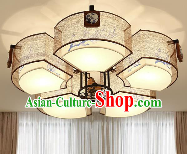 Traditional Chinese Petal Ceiling Lanterns Ancient Handmade Painting Plum Blossom Lantern Ancient Lamp