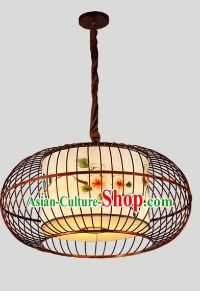 Traditional Chinese Iron Hanging Lanterns Ancient Handmade Lantern Ancient Painted Flowers Lamp