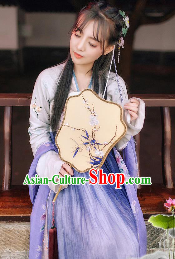 Chinese Ancient Historical Embroidered Costume Tang Dynasty Princess Dress for Women
