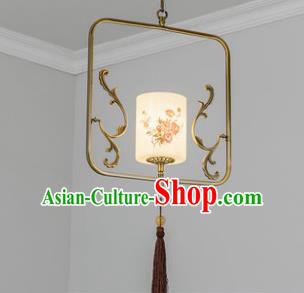 Traditional Chinese Iron Ceiling Lanterns Ancient Handmade Painting Rose Hanging Lantern Ancient Lamp
