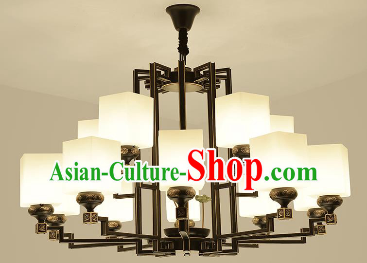 Traditional Handmade Chinese Iron Palace Lanterns Ancient Fifteen-Lights Porcelain Ceiling Lantern Ancient Lamp