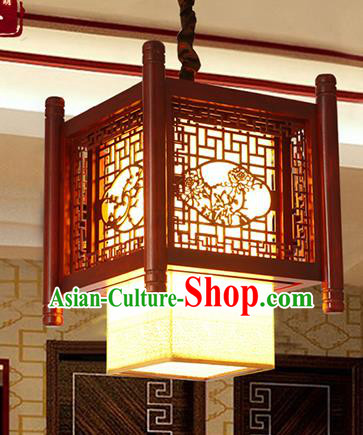 Traditional Chinese Handmade Wood Carving Chrysanthemum Lantern Asian Ceiling Lanterns Ancient Lantern