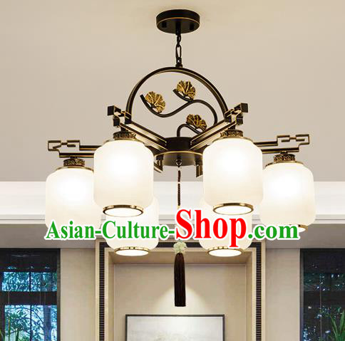 Traditional Handmade Chinese Iron Carving Hanging Lanterns Ancient Six-Lights Ceiling Lantern Ancient Lamp