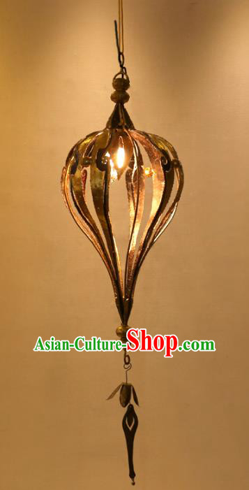 Traditional Thailand Handmade Iron Hanging Lantern Southeast Asian Ceiling Lanterns Religion Lantern