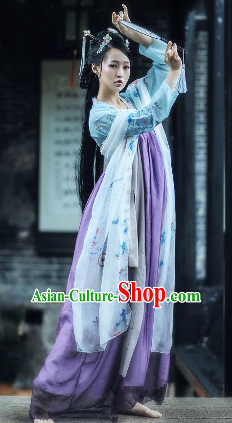 China Ancient Tang Dynasty Palace Princess Embroidered Costume for Women