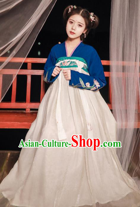 China Ancient Tang Dynasty Nobility Lady Embroidered Dress Costume for Women