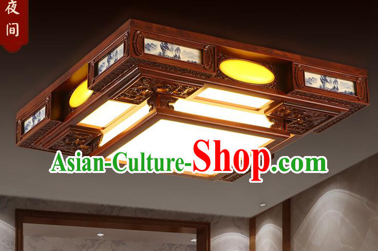 Traditional Chinese Handmade Square Ceiling Lantern Wood Palace Lanterns Ancient Lamp