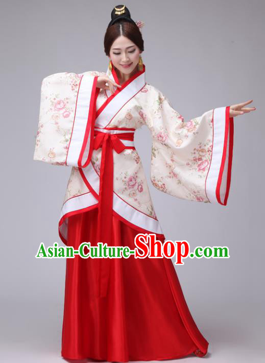 Chinese Han Dynasty Princess Embroidered Costume Ancient Palace Lady Hanfu Clothing for Women