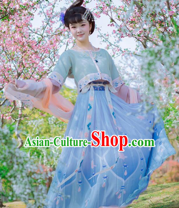 Traditional Chinese Ancient Fairy Dress Tang Dynasty Princess Hanfu Embroidered Clothing for Women