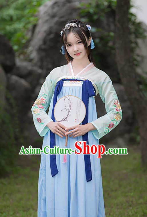 Chinese Ancient Palace Lady Dress Traditional Tang Dynasty Princess Hanfu Embroidered Costume for Women