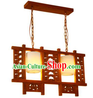 Traditional Chinese Handmade Wood Marble Ceiling Lantern Two-Lights Palace Lanterns Ancient Lamp