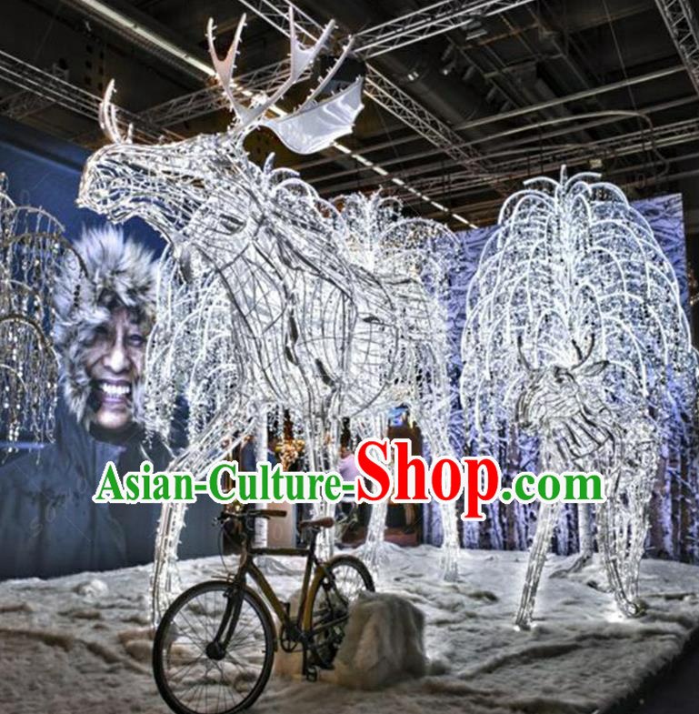 Traditional Christmas Elk Light Show Decorations Lamps Stage Display Lamplight LED Lanterns