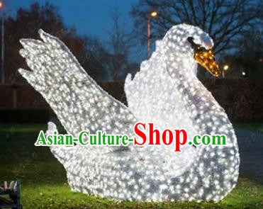 Traditional Christmas Light Show Swan Decorations Lamps Stage Display Lamplight LED Lanterns