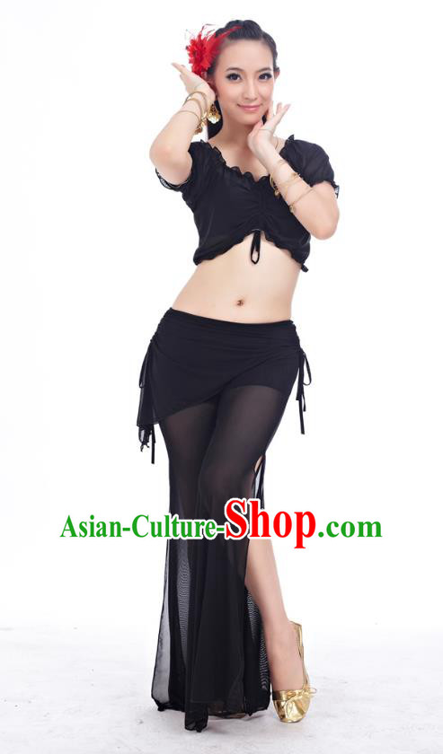 Indian Traditional Belly Dance Black Costume India Oriental Dance Clothing for Women
