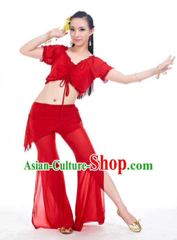 Indian Traditional Belly Dance Red Costume India Oriental Dance Clothing for Women