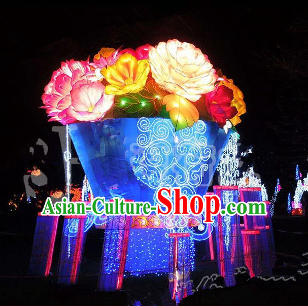 China Traditional Peony Lanterns Arrangement LED Lamp Decorations Lamplight Stage Display Lanterns