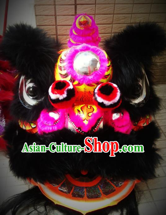 Chinese Traditional Professional Lion Dance Costumes Celebration and Parade Wool Rosy Lion Head Complete Set