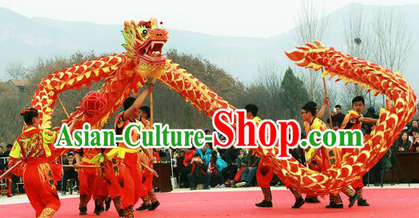 Chinese Professional Parade LED Lights Dragon Dance Costumes Lantern Festival Celebration Dragon Props Complete Set
