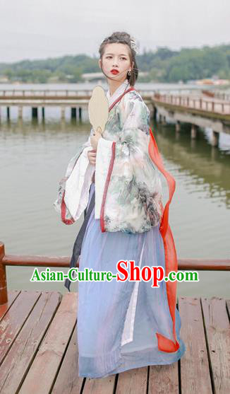 Traditional Chinese Ancient Costume Jin Dynasty Princess Hanfu Dress Clothing for Women