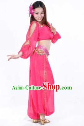 Traditional Bollywood Dance Performance Rosy Clothing Indian Dance Belly Dance Costume for Women