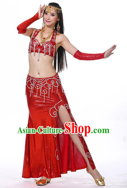 Traditional Oriental Dance Performance Red Dress Indian Belly Dance Costume for Women