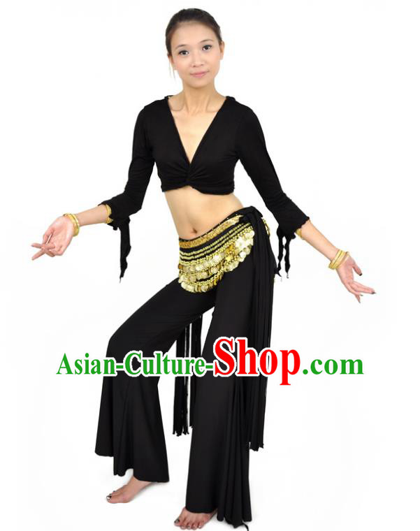 Traditional Indian Performance Dance Black Suits Belly Dance Costume for Women
