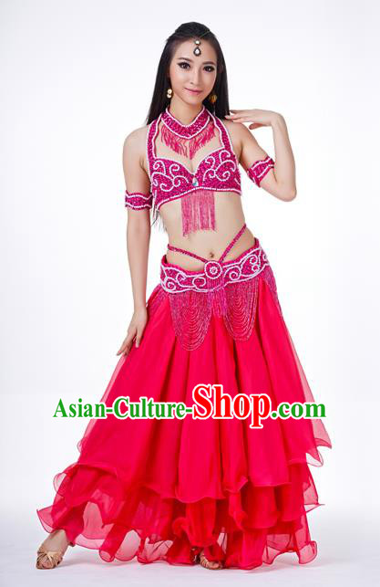 Traditional Oriental Dance Costume Indian Belly Dance Rosy Dress for Women