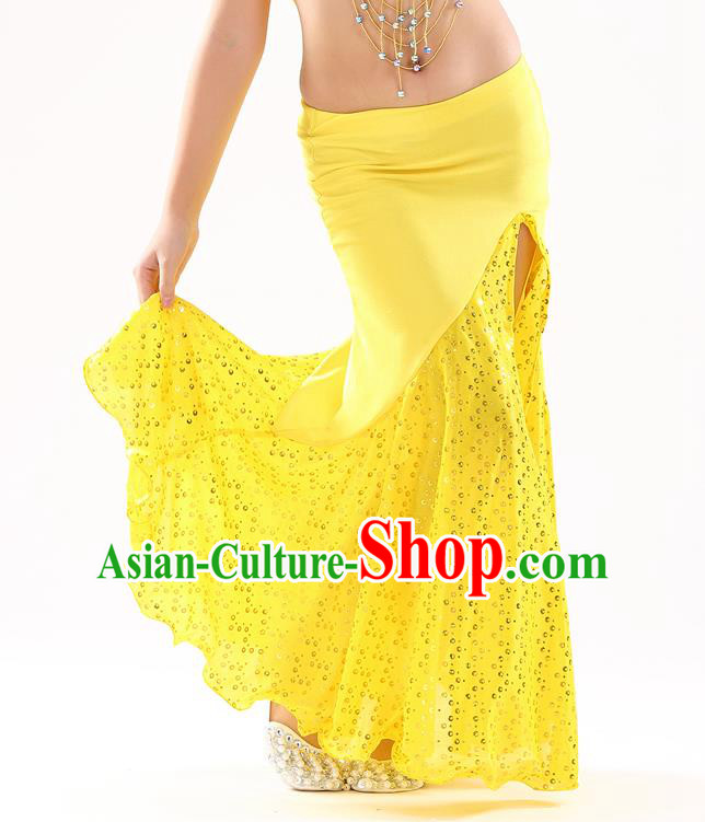 Traditional India Oriental Bollywood Dance Yellow Skirt Indian Belly Dance Costume for Kids
