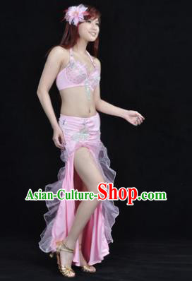 Traditional Indian Stage Oriental Dance Pink Dress Belly Dance Costume for Women