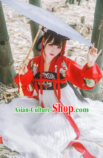 Chinese Ancient Tang Dynasty Court Princess Costumes Embroidered Dress for Women