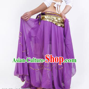 Indian Belly Dance Stage Performance Costume, India Oriental Dance Purple Skirt for Women