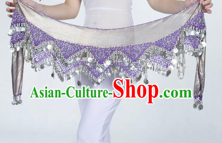 Indian Belly Dance Accessories Golden Sequin Purple Waist Chain Belts India Raks Sharki Waistband for Women