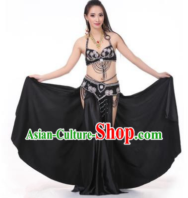 Asian Indian Traditional Costume Oriental Dance Black Dress Belly Dance Stage Performance Clothing for Women