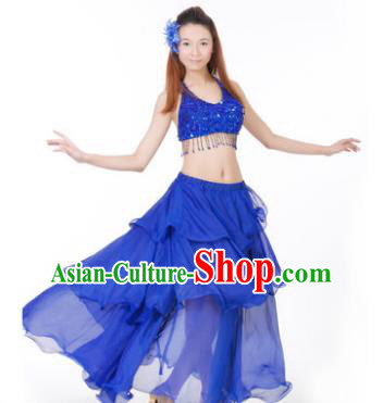Indian Traditional Dance Royalblue Dress Oriental Belly Dance Stage Performance Costume for Women