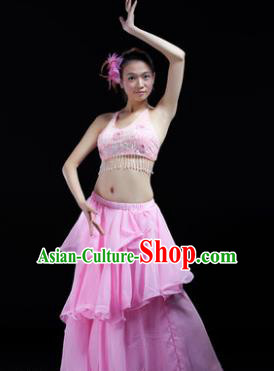 Indian Traditional Dance Pink Dress Oriental Belly Dance Stage Performance Costume for Women