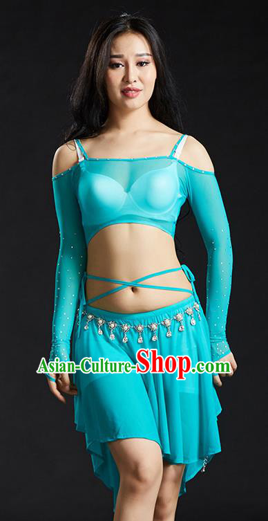 Indian Belly Dance Light Blue Dress Classical Traditional Oriental Dance Performance Costume for Women