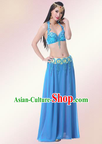 Indian Oriental Belly Dance Performance Blue Dress Traditional Raks Sharki Dance Costume for Women