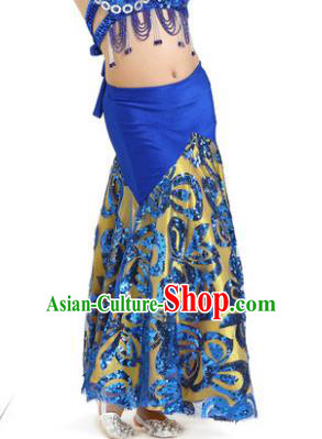 Top Indian Belly Dance Children Royalblue Skirt India Traditional Oriental Dance Performance Costume for Kids