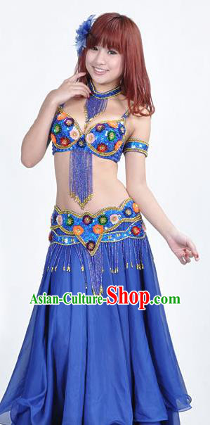 Indian Traditional Belly Dance Performance Costume Classical Oriental Dance Royalblue Dress for Women