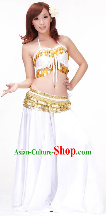 Indian Belly Dance White Dress Classical Traditional Oriental Dance Performance Costume for Women