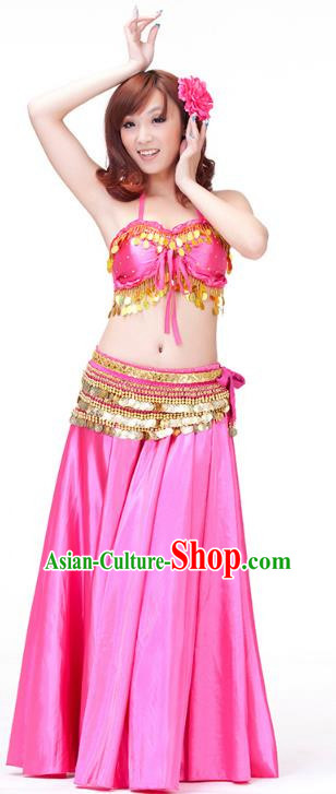 Indian Belly Dance Rosy Dress Classical Traditional Oriental Dance Performance Costume for Women